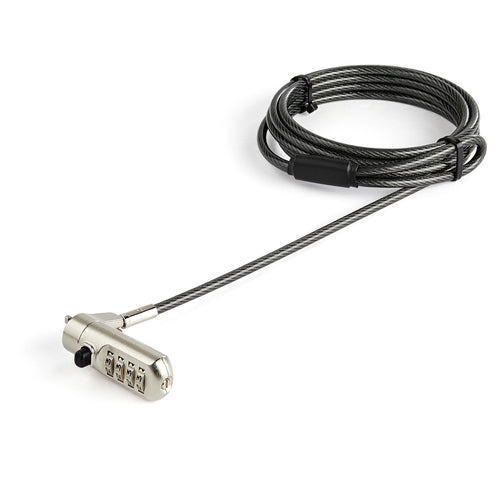 StarTech.com 6.5' (2m) Laptop Cable Lock - Nano Slot Compatible 4 Digit Combination Security Cable Lock - Serialized Anti-Theft Vinyl Coated Steel Cable Lock for Nano Slot Computer/Device StarTech.com 6.5' (2m) Laptop Cable Lock - Nano Slot Compatible 4 Digit Combination Security Cable Lock - Serialized Anti-Theft Vinyl Coated Steel Cable Lock for Nano Slot Computer/Device